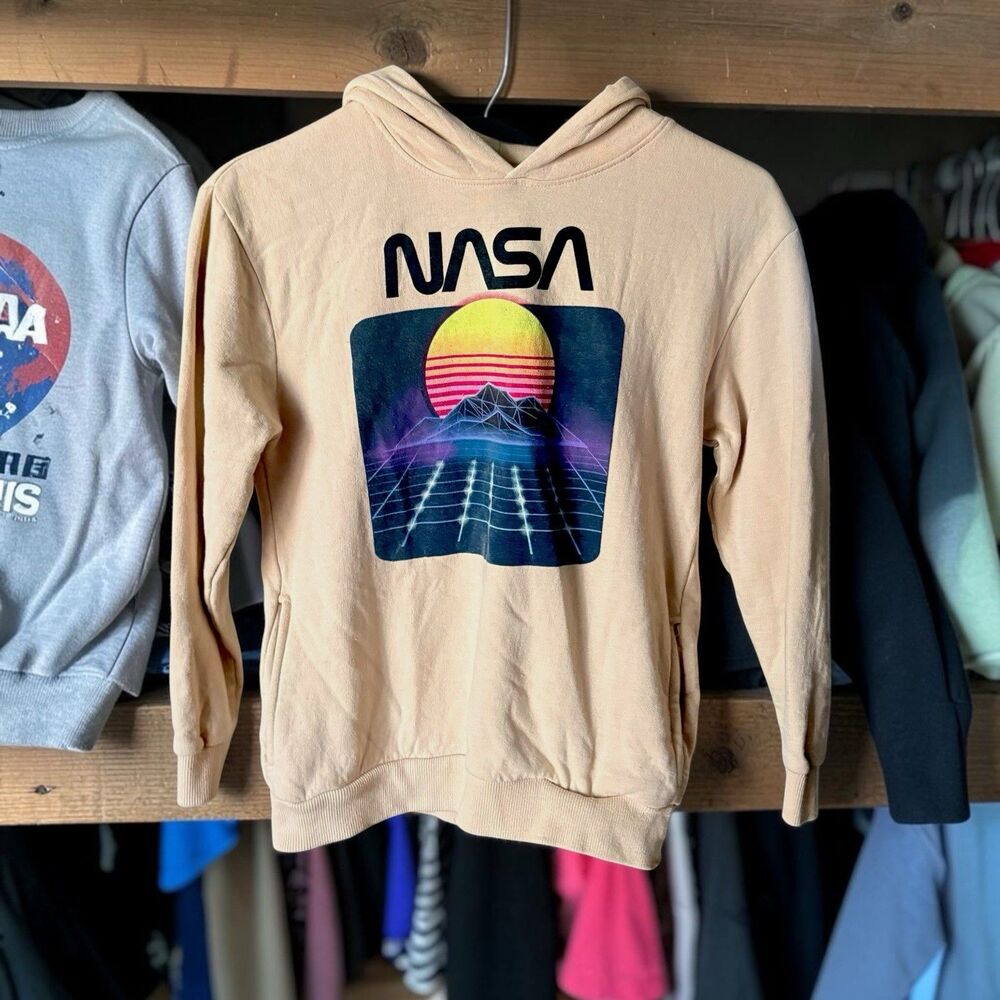 Hyper Space NASA Graphic Pullover Hoodie Boys Size M EUC